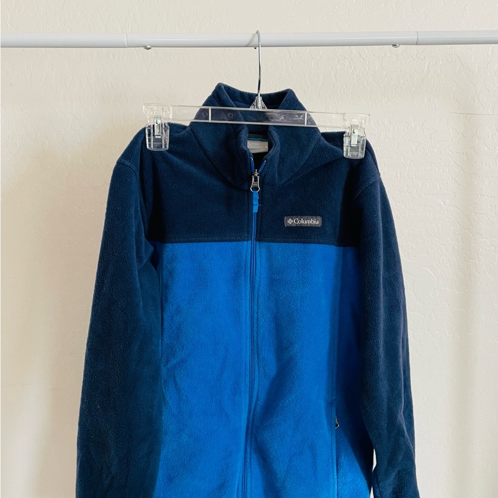Columbia Blue Colorblock Fleece Full Zipup Jacket - L